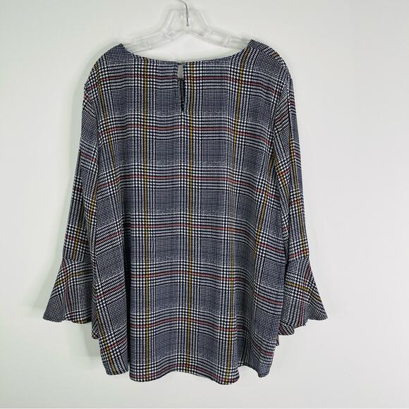 Charter Club black white pink plaid houndstooth chiffon lightweight top XXL - Picture 8 of 8